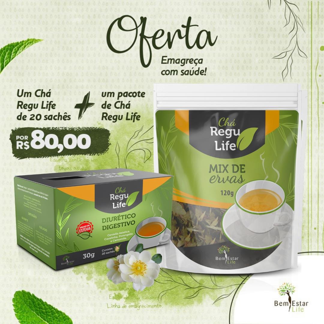  caixa de chá sachê 20 unidades + pacote de chá 120g